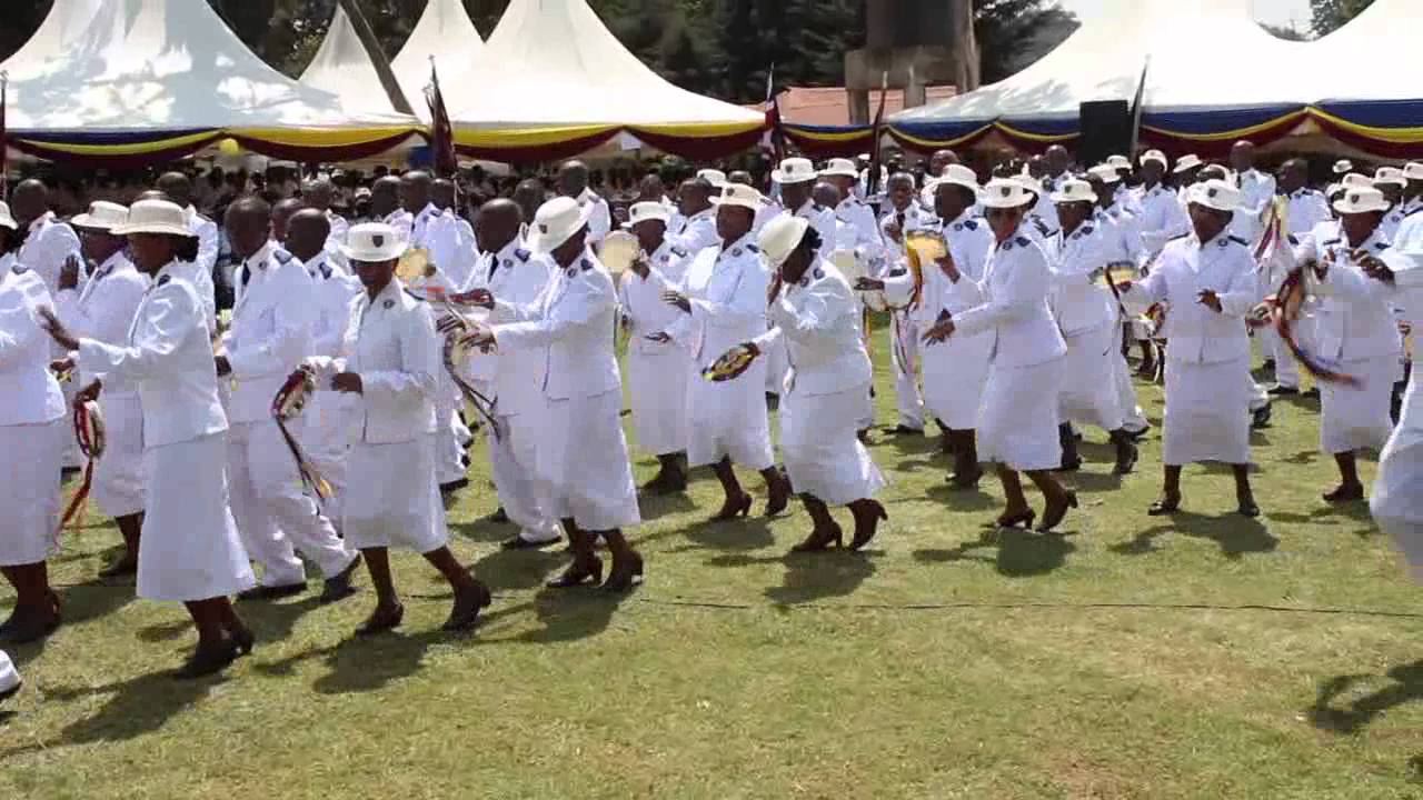 Kenya East Officer Cadets play the timbrels
