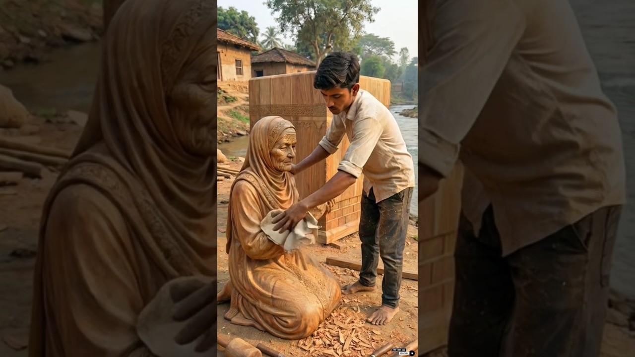 Old Woman Dua Statue 🕋 | Mind-Blowing Wood Art #sculpture #woodcarving #woodensculpture