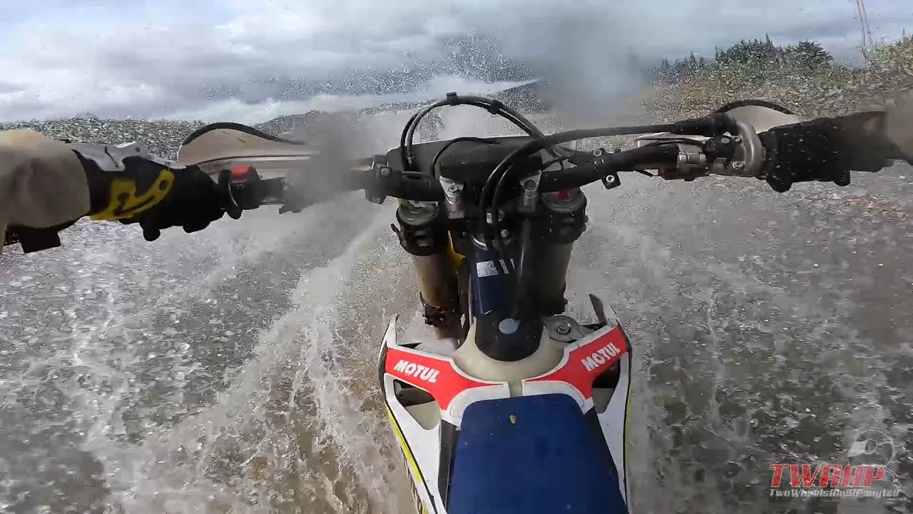 Riding over water with a FE350 from ToroTrail