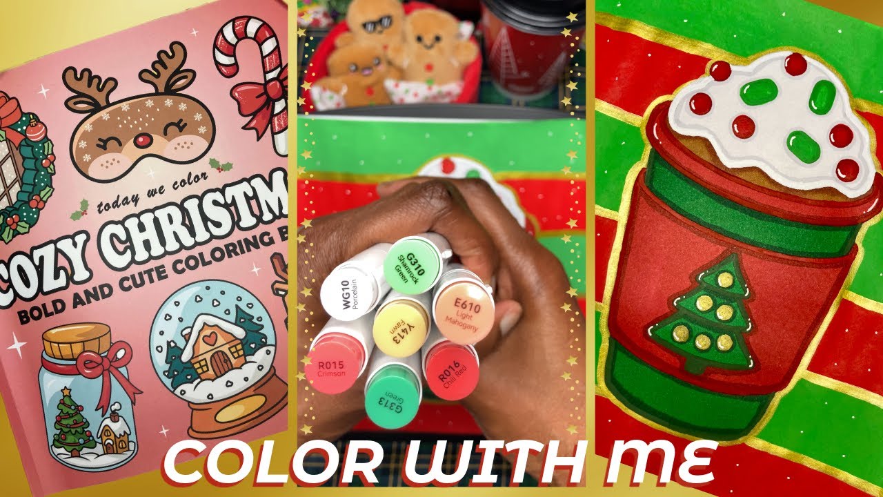 Color with Me ❘ Christmas Coffee & Coloring | Ohuhu Alcohol Markers ❘ Acrylic Markers