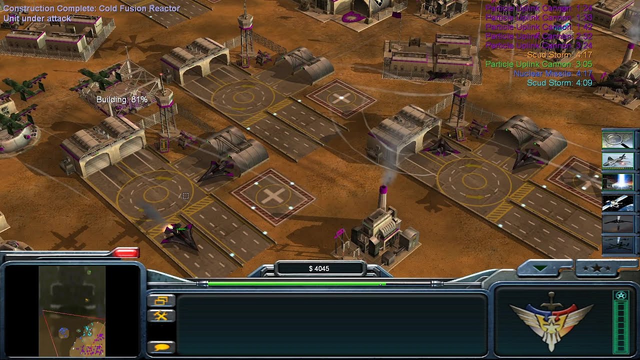 C&C Generals - Zero Hour: 1 vs. 7 - USA Super Weapon vs. 7 Hard Armies (Death Valley)