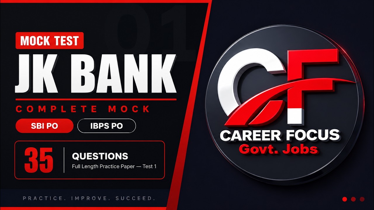 🔥 JK Bank Mock Test 01 | Can You Score 30+? | 35 Most Expected Questions