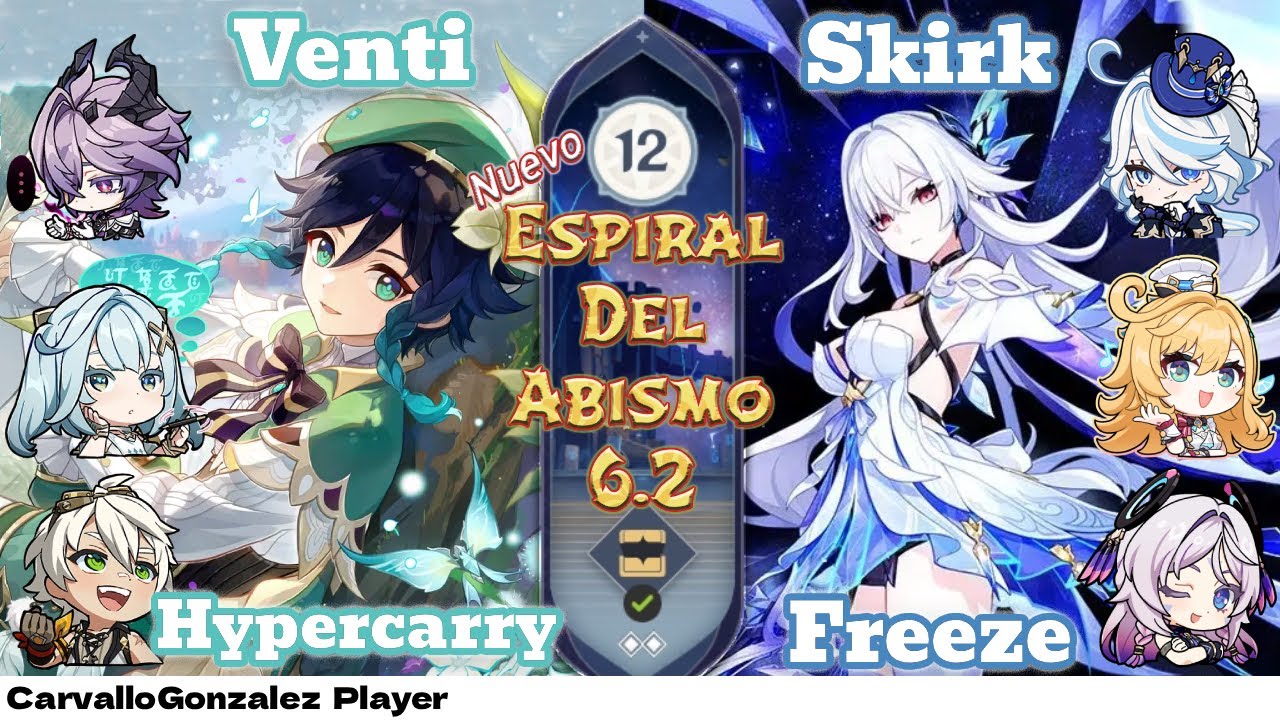 Nuevo Abismo 6.2 Piso 12, Venti C0 Hypercarry y Skirk C0 Freeze | #abismo12 #abyss12 #genshinimpact