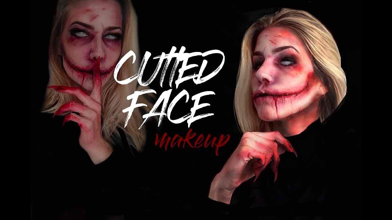 Cutted Smile DEMON HALLOWEEN MAKEUP .