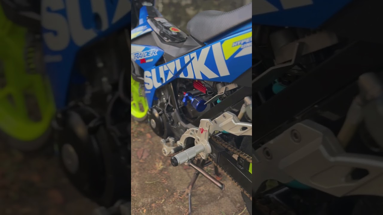 Suzuki Raider 150 with replica pro pipe, monoshock and full shifter! #ladyrider #motorcyclelife