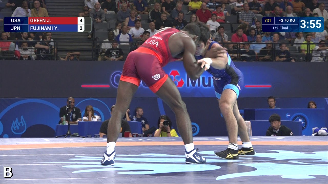 1/2 FS - 70 kg: J. GREEN (USA) df. Y. FUJINAMI (JPN) by VPO1, 5-3