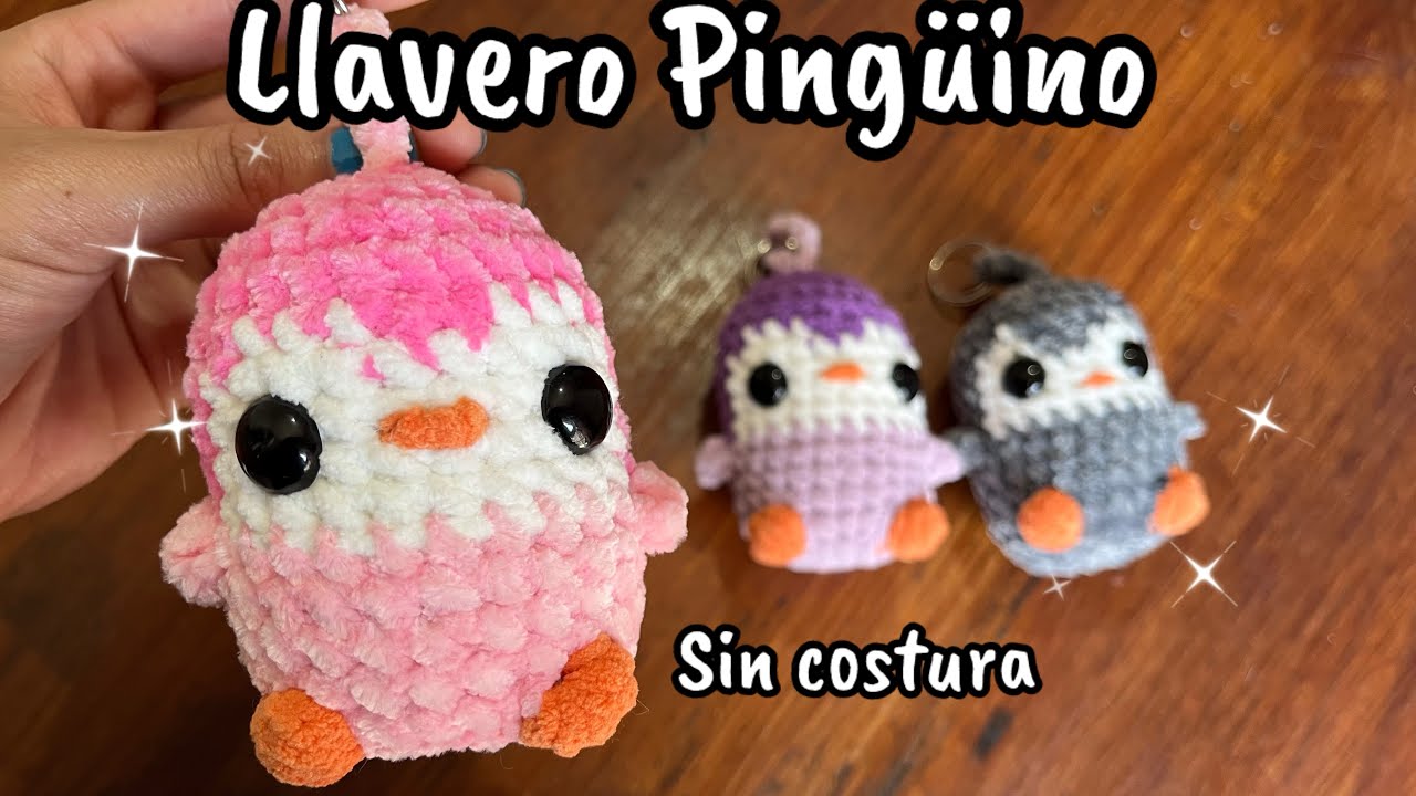 Llavero pingüino a crochet sin costura💖🐧|Amigurumi chenille🧶