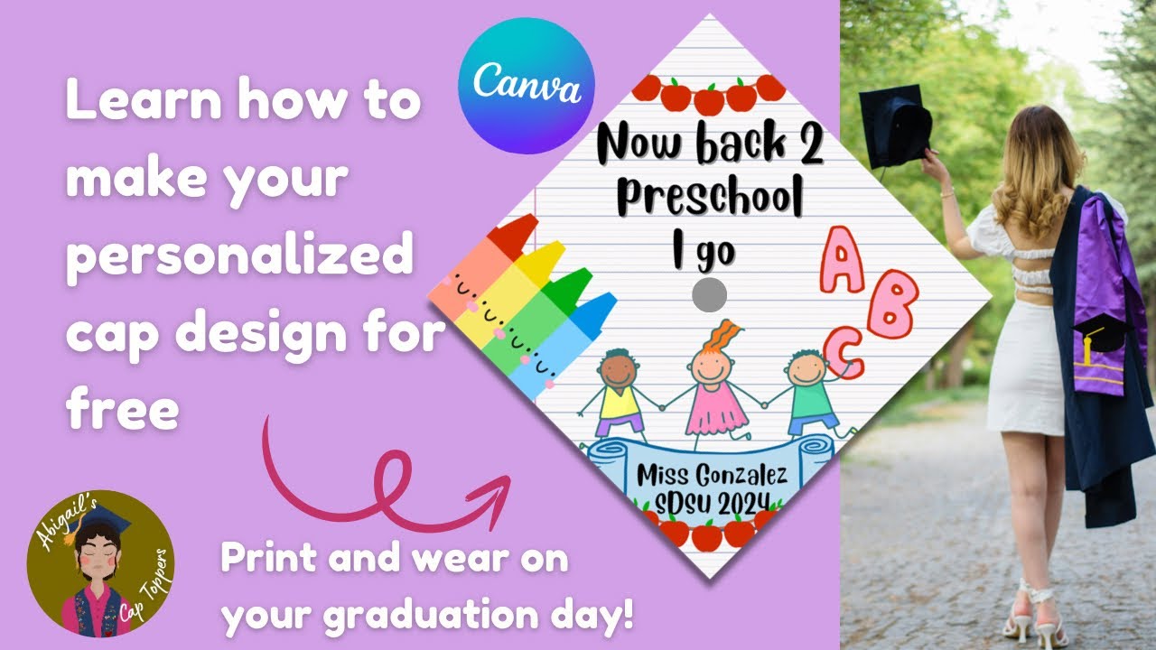 Preschool Teacher Cap Design on Canva for free! (template included)🍎✏️👩🏻‍🏫| A B I G A I L🌻