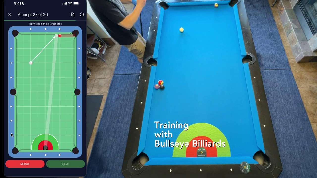 Bullseye Billiards Training Session Rails Shot 154