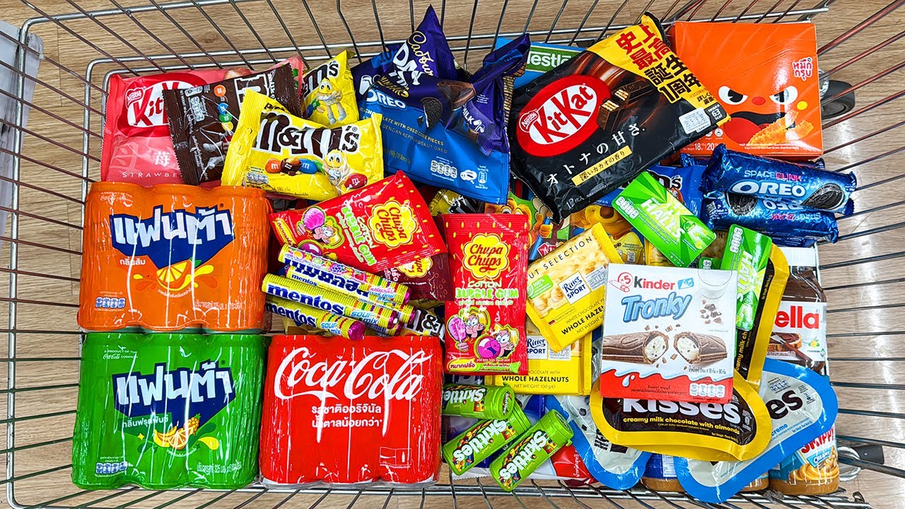 A Lot of Candy - Kinder Bueno, M&M's, KitKat, Skittles, Toblerone, Mentos, Coca-Cola, Nutella, Nuts