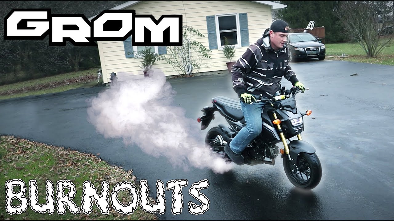 ROLLING GROM BURNOUTS!! | HOW TO | 2018 HONDA GROM STUNTS!!