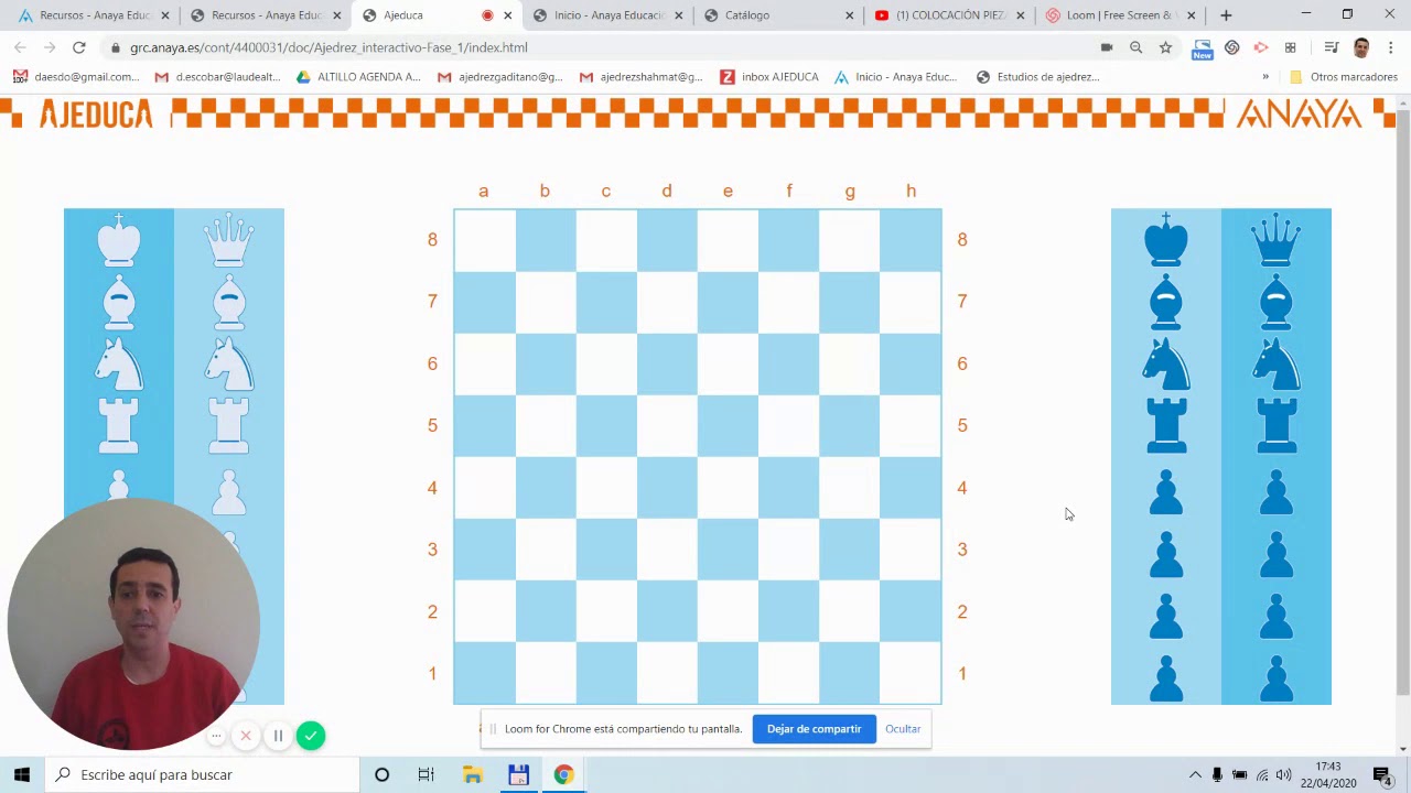 AJEDUCA. Tablero, piezas y colocación