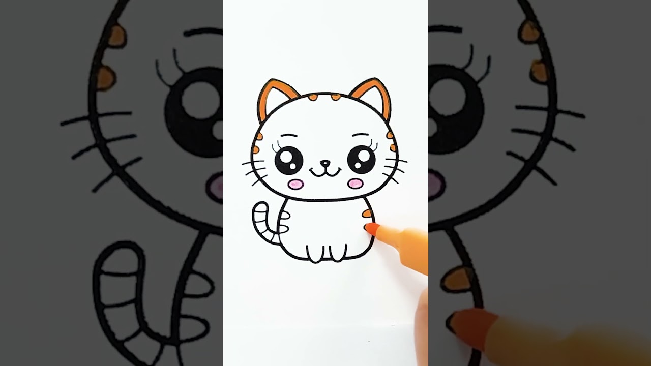So Lovely Cat coloring page, How to paint a cat  #coloring #coloringbook #shortvideo