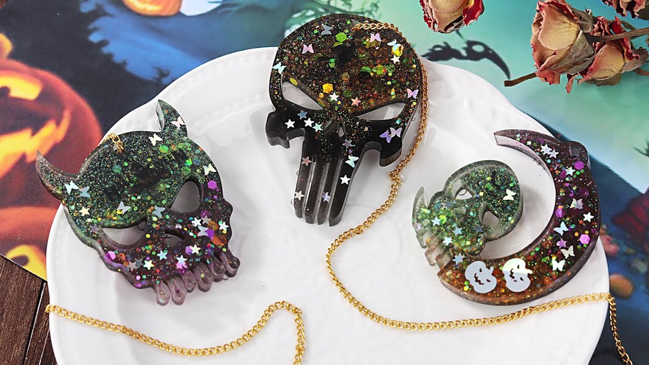 Resin Silicone Molds Casting With Glitter-  Resin Keychain for Halloween/Resin Crafts