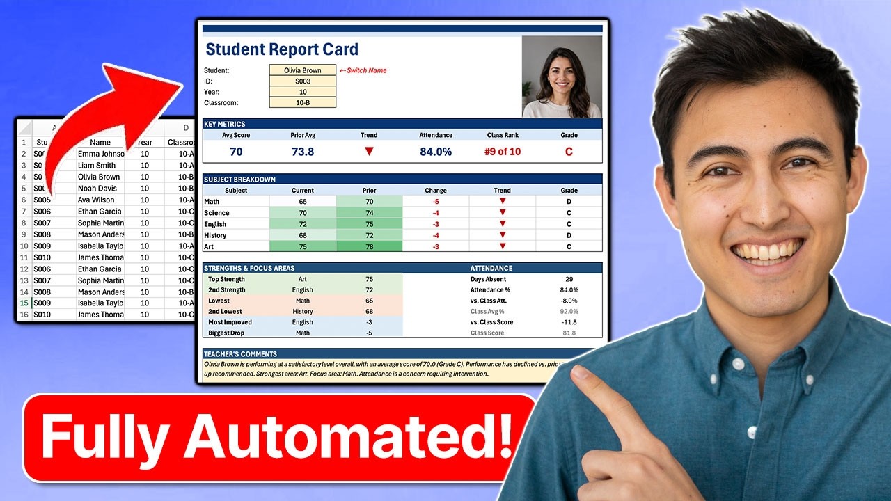 Make a Dynamic Student Report Card in Excel