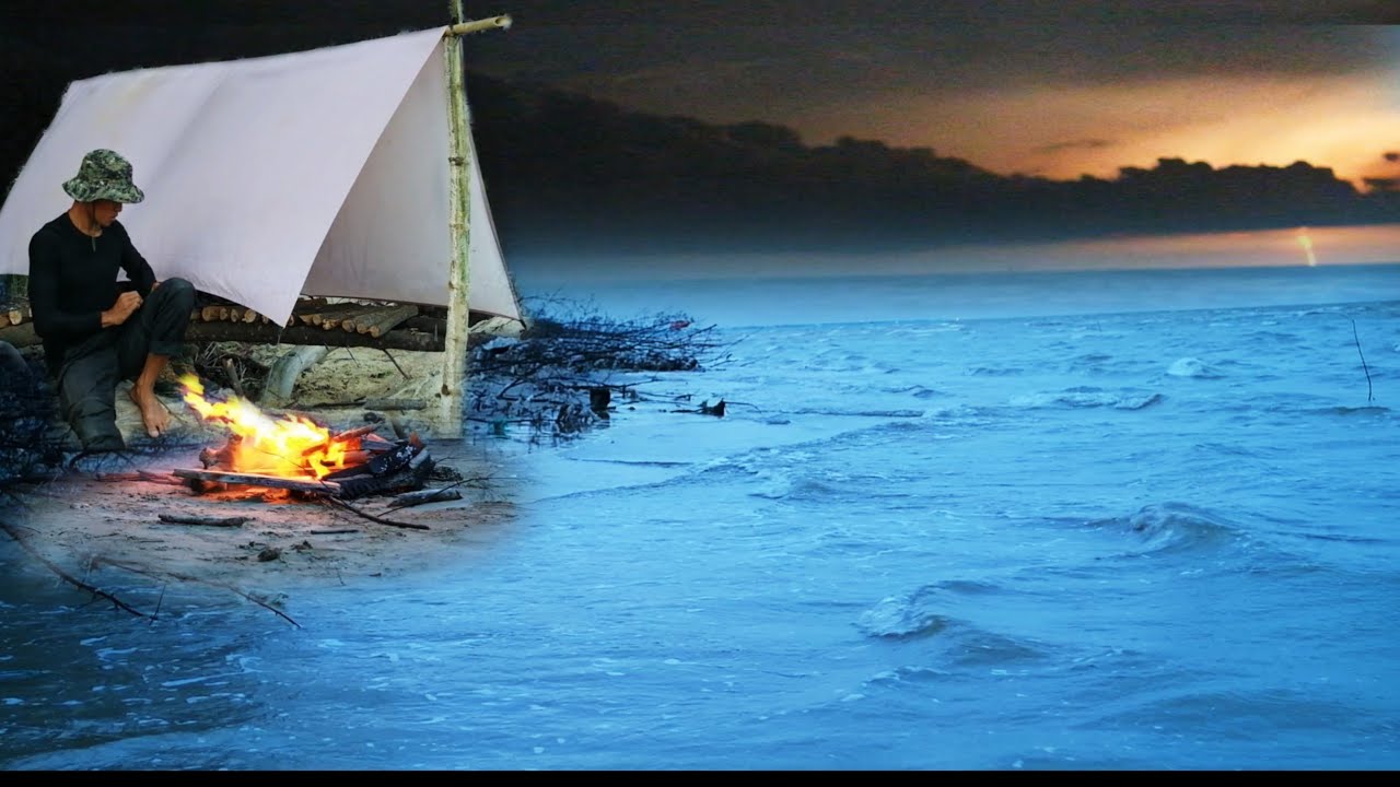 CAMPING DI TEPI LAUT CUACA BURUK CARI KERANG UNTUK BUKA PUASA