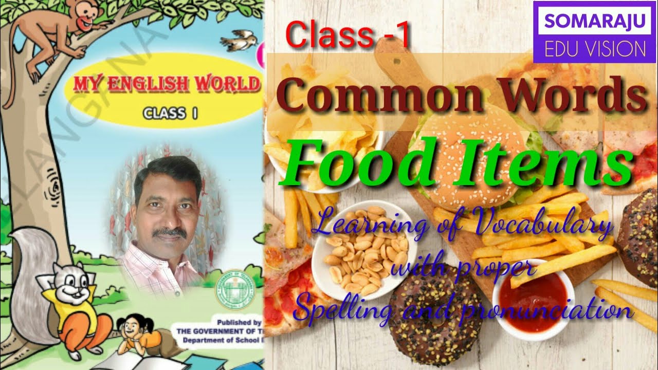 Names of Food Items I Common words with proper spelling, pronunciation | Class -1 English