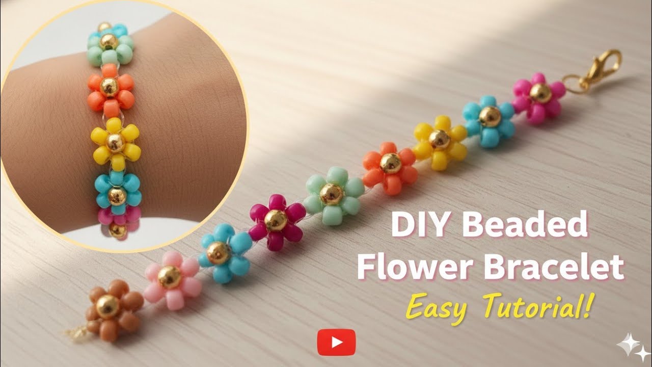DIY Beaded Flower Bracelet Tutorial | Easy Daisy Chain for Beginners | Jewellery making 