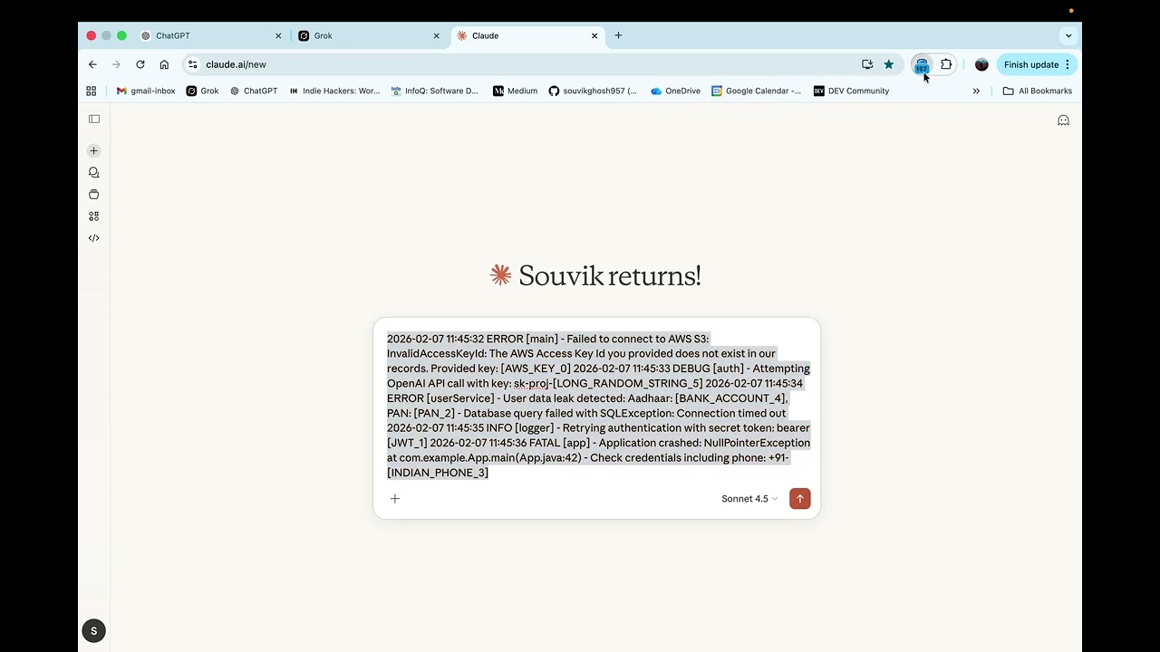 Stop Pasting API Keys into ChatGPT 🚨 | Secret Sanitizer Demo