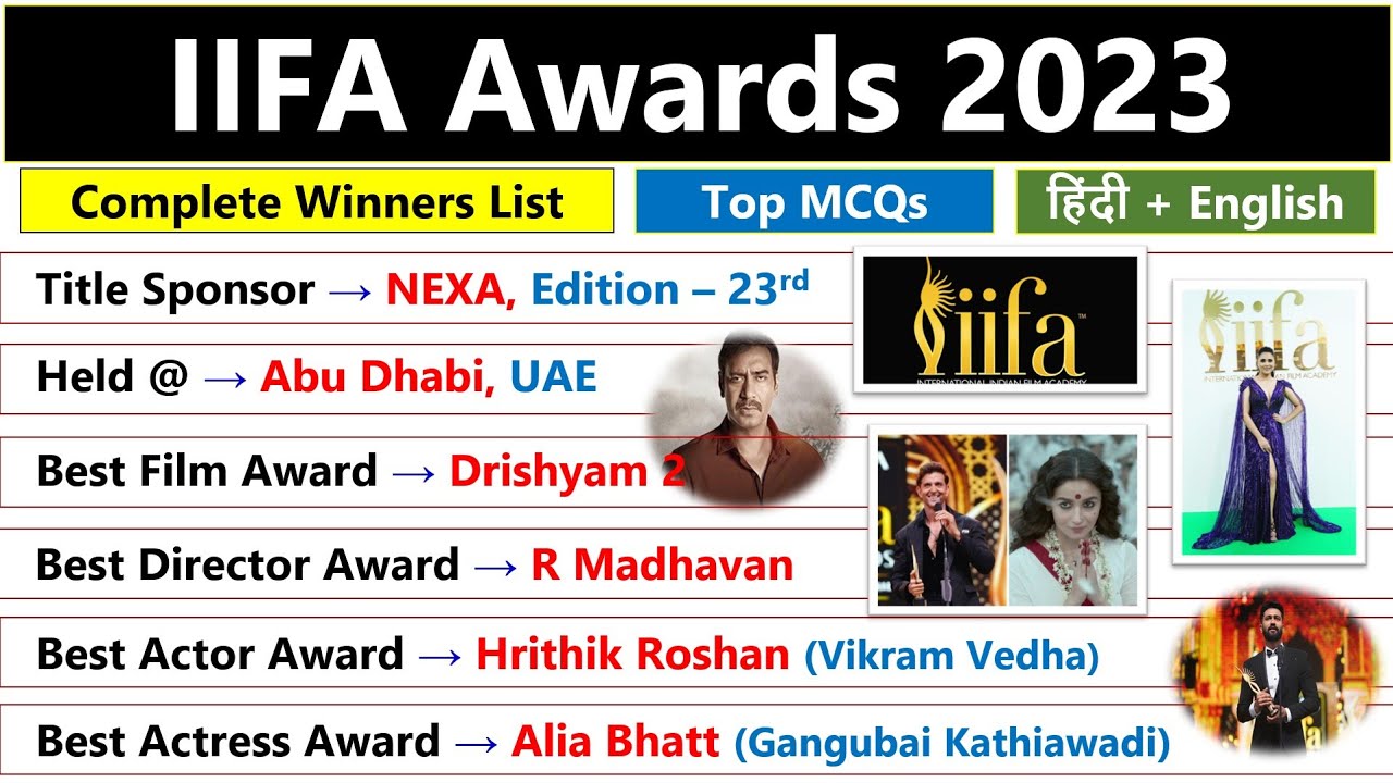 IIFA Awards 2023 | आइफा अवार्ड्स 2023 | Film Awards | Awards & Honours 2023 | Current Affairs 2023