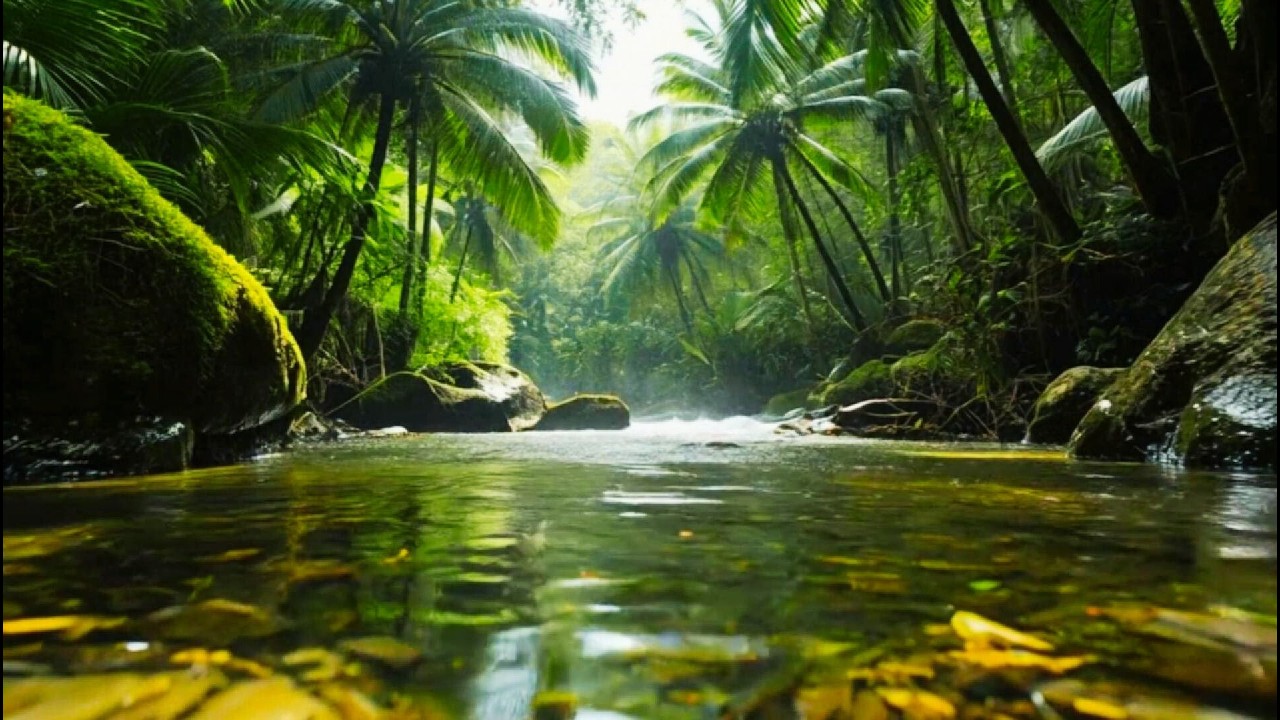 Soothing Jungle River + Bird Sounds 🐦💚 Natural Sleep Aid & Stress Relief