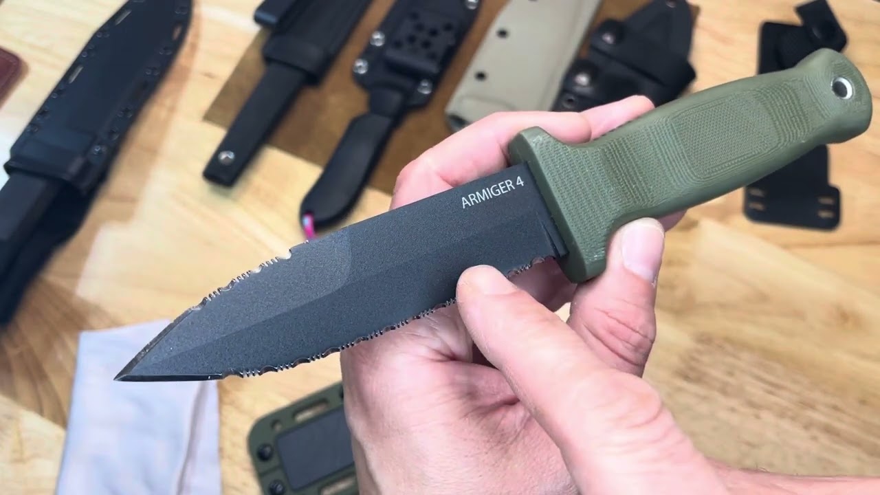 Demko Knives Armiger 4: A Serrated Drop Point Double-Edge Bayonet-Ground Beauty
