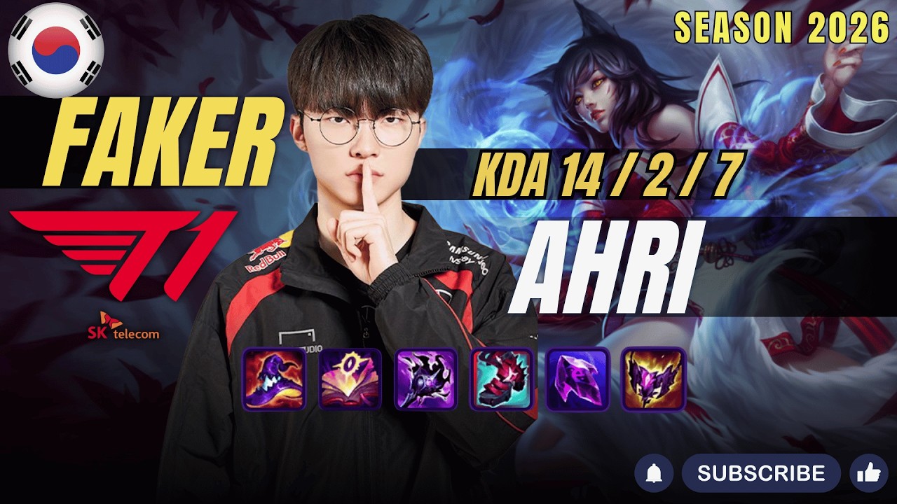 T1 Faker AHRI vs ZOE Mid - Patch 26.5 KR Ranked | lolrec