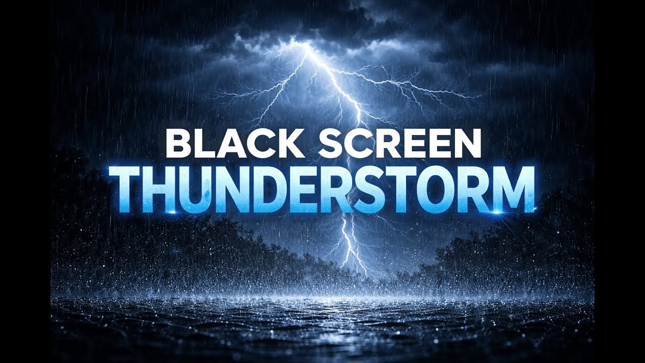 Instant Deep Sleep with Rain and Rumbling Thunder | Black Screen Soundscape