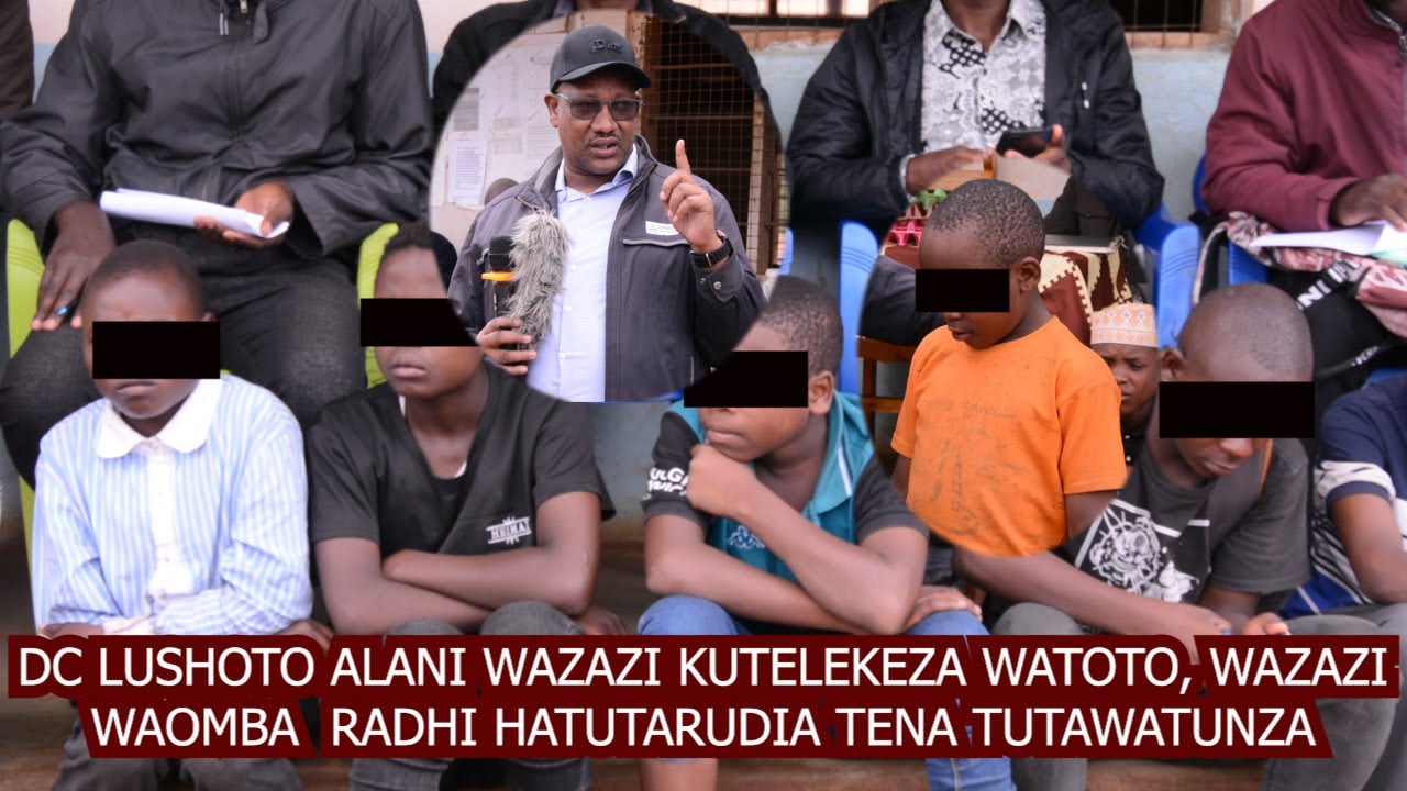 WANANCHI WAKIJIJI CHA MBWEI WILIYANI LUSHOTO WAKIRI NA KUMUOMBA RADHI DC WAO KWAKUTELEKEZA WATOTO