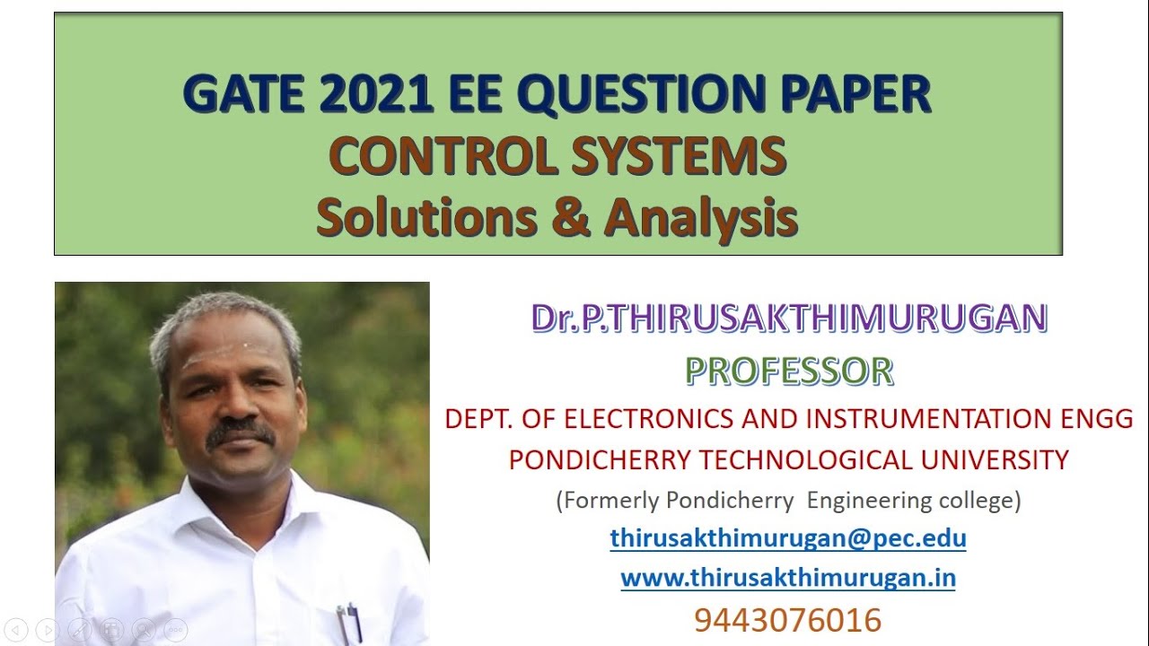 GATE 2021 EE  QUESTION PAPER ANALYSIS (Control systems )