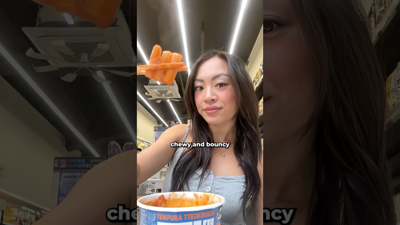 tempura and spicy rice cakes at the korean convenience store! #shorts