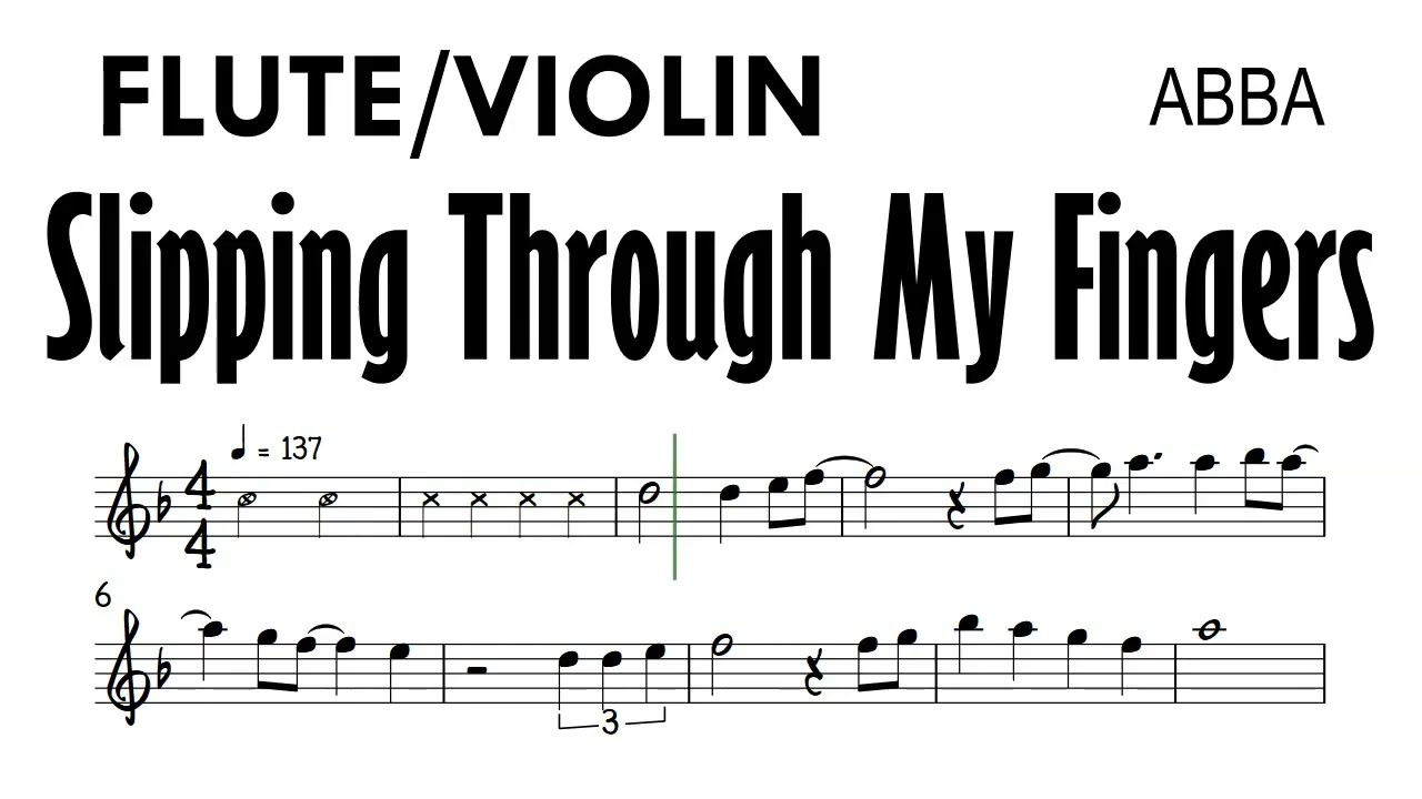 Slipping Through My Fingers Flute Violin ABBA Sheet Music Backing Track Partitura 1