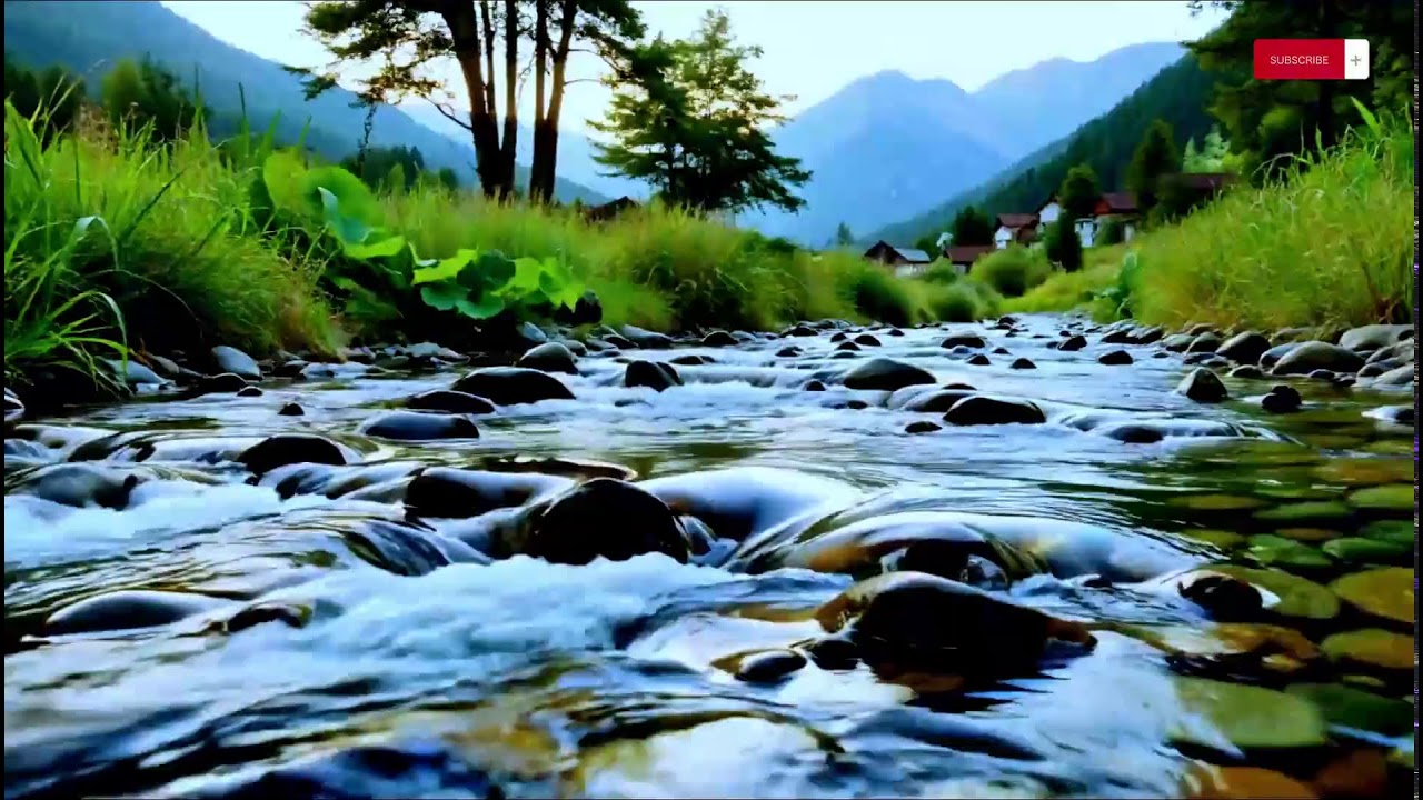 Stress Relief Music — Relaxing Piano with Babbling Brook River | 10 Hours