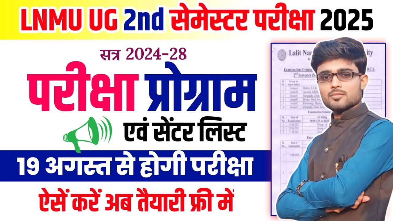 Lnmu UG 2nd Semester Exam Programme and Center List 2025