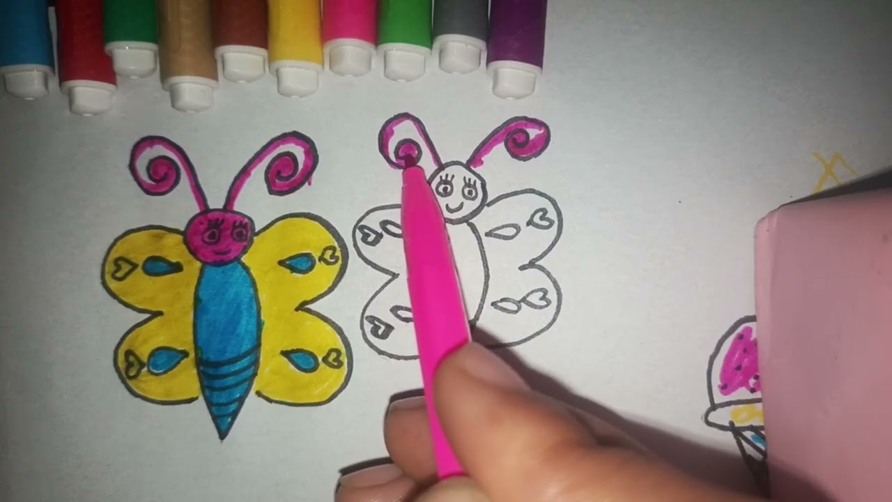 How to Draw and Color Two Cute Butterflies 🦋✨ | Easy Step-by-Step Drawing for Kids