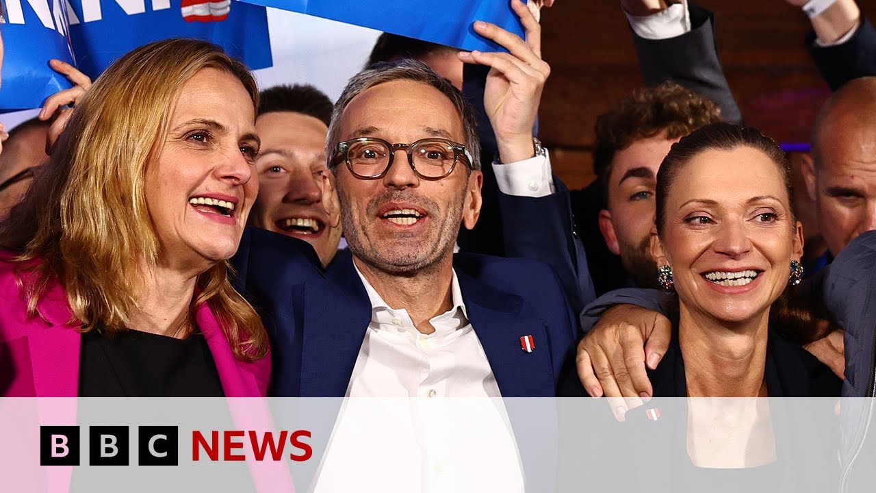 Austria's far-right Freedom Party celebrates unprecedented election win | BBC News