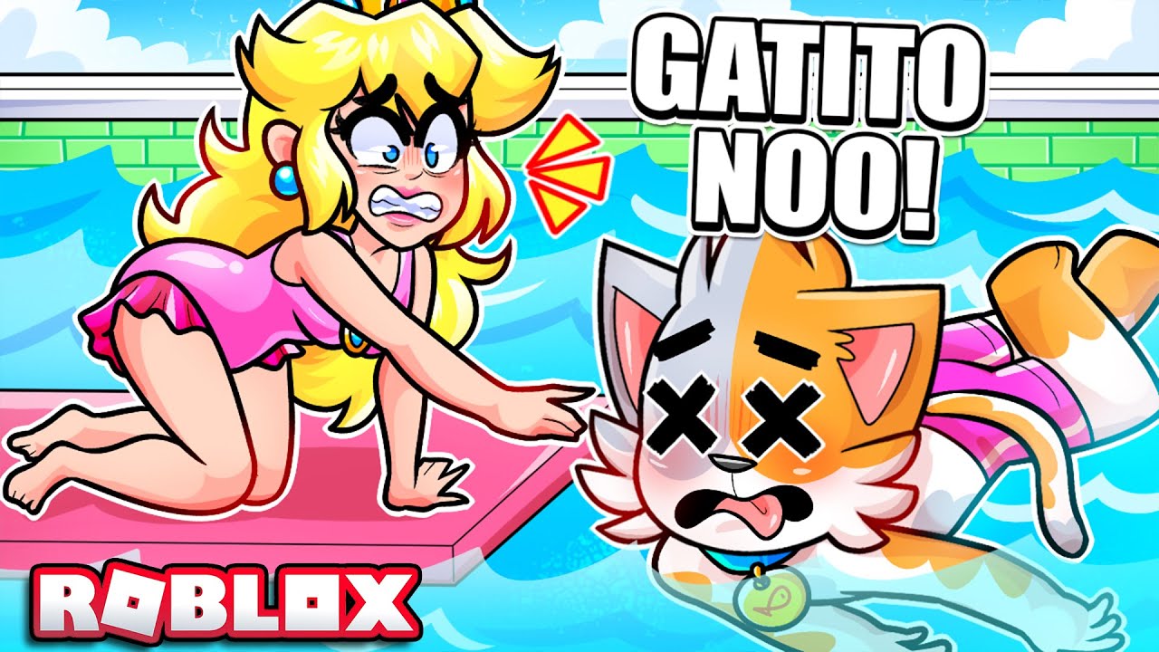¡PEACH ENSEÑA NADAR a GATITO y TERMINA MAL en ROBLOX BROOKHAVEN! 😱😭 ME AHOGO💔 ROBLOX ROLEPLAY