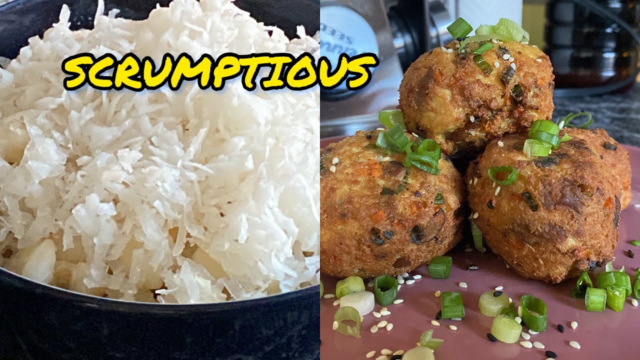 BOILED WHITE CORN KERNELS WITH SHREDDED COCONUT | TOFU BALLS