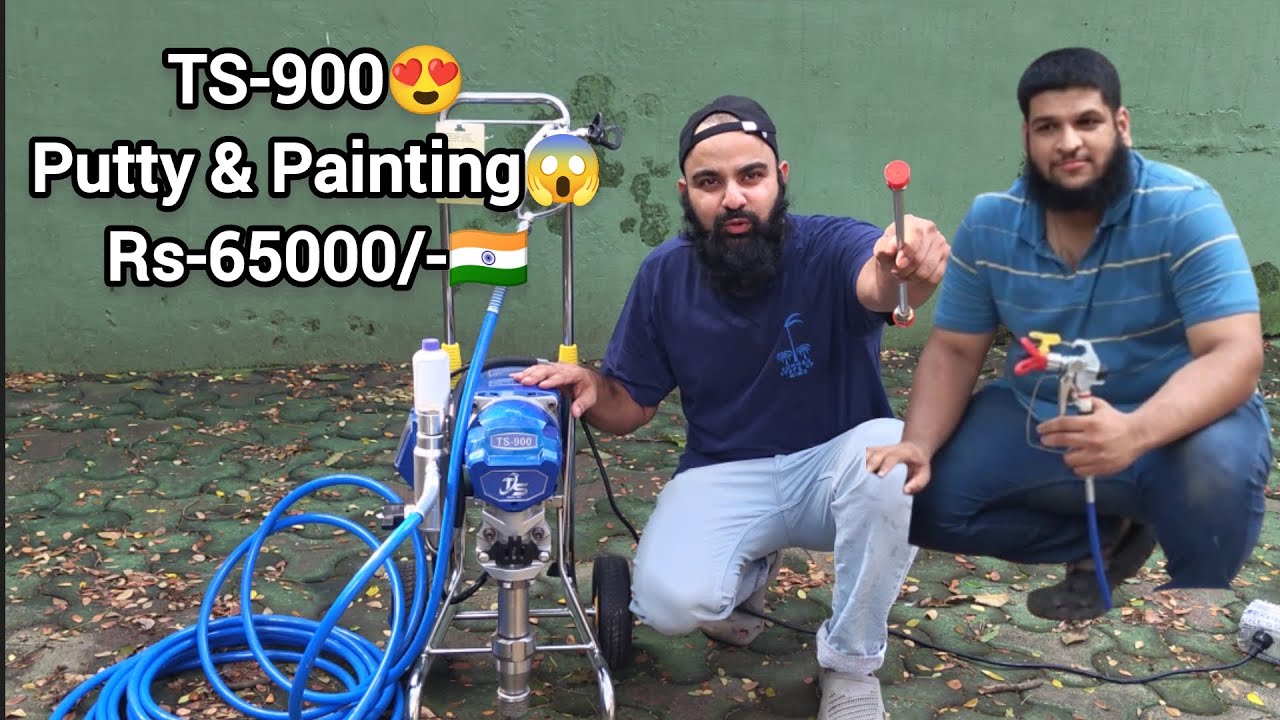 TS 900 Airless Putty and Painting Spray Machine in Mumbai live Demo with Putty 😍🇮🇳Rs-65000/-