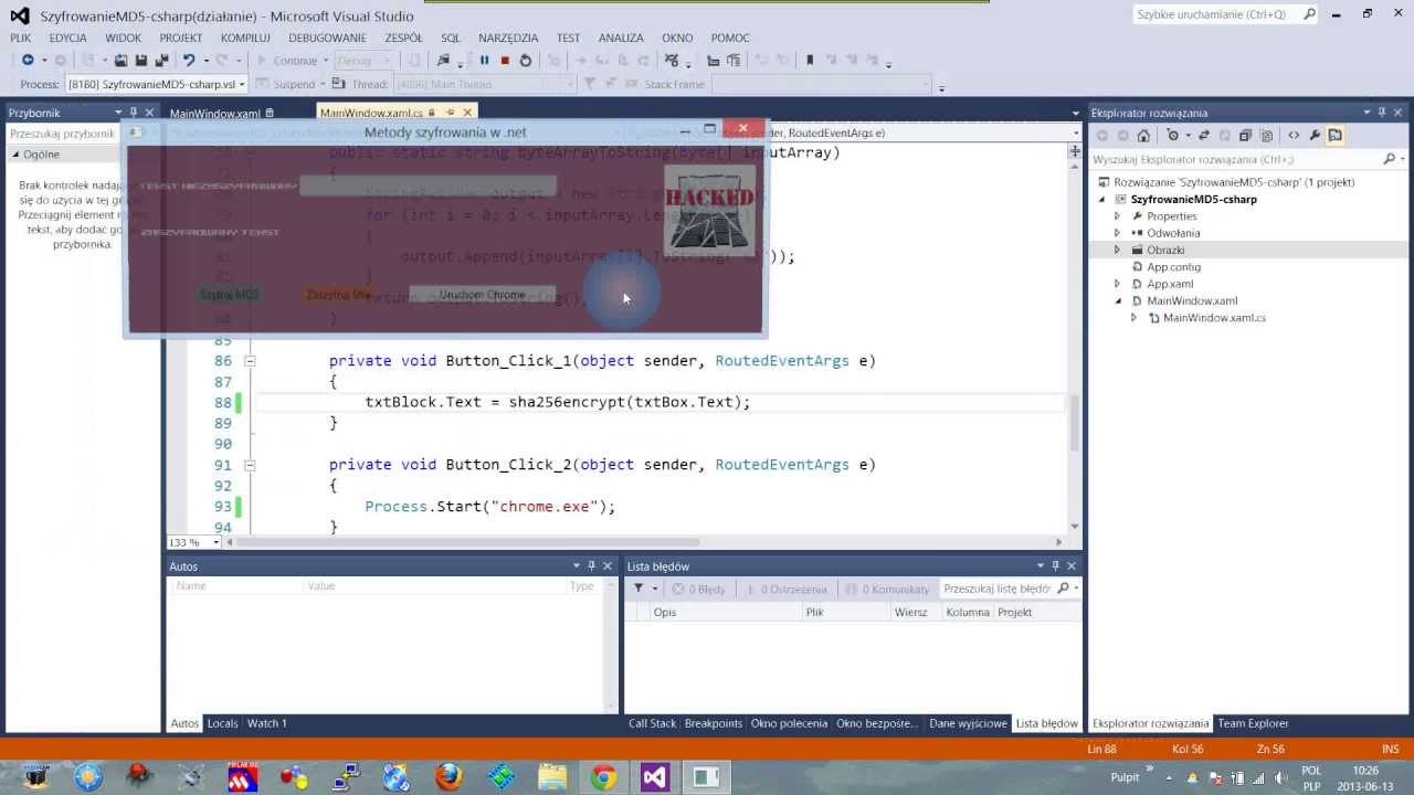 [Kurs programowania C#] Program do szyfrowania - programowanie w języku Microsoft Visual C#