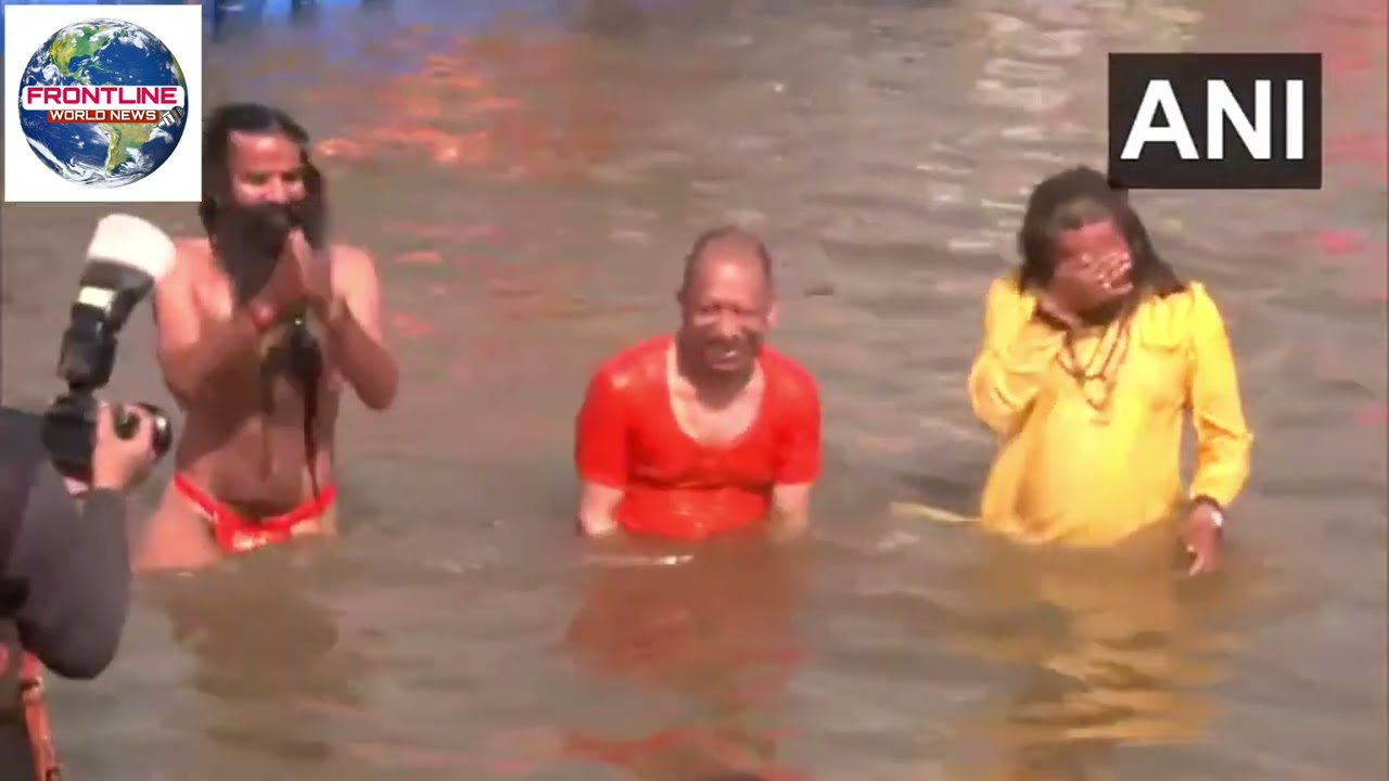 UTTAR PRADESH CM YOGI ADITYANATH & YOGA GURU BABA RAMDEV| HOLY DIP AT TRIVENI SANGAM IN PRAYAGRAJ