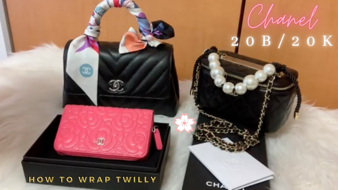 Chanel Unboxing 20B & 20K | Small Leather Goods| Slim CC bandeau| How to wrap twilly