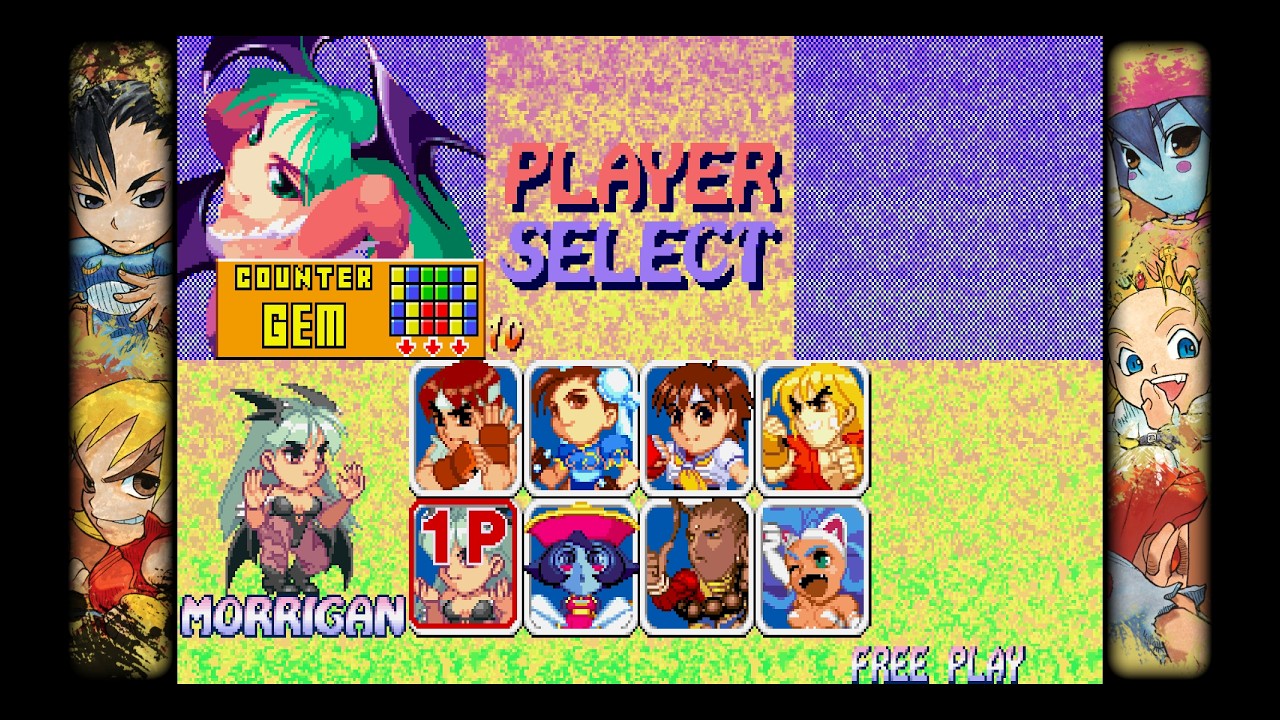 【ファイターとヴァンパイアがパズルで戦う】スーパーパズルファイターⅱx一緒にパズルをやりましょう。　モリガン