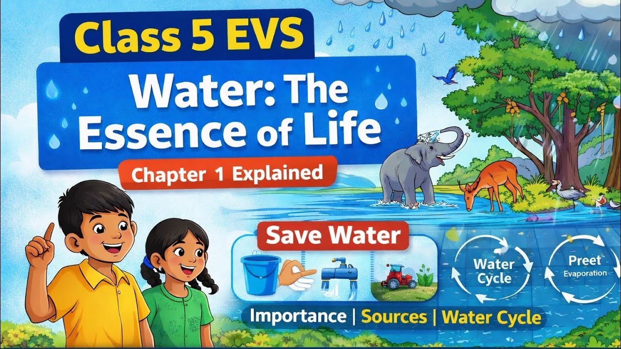 Class 5 EVS Chapter 1 – Water: The Essence of Life (Part 1) | Explained 💧