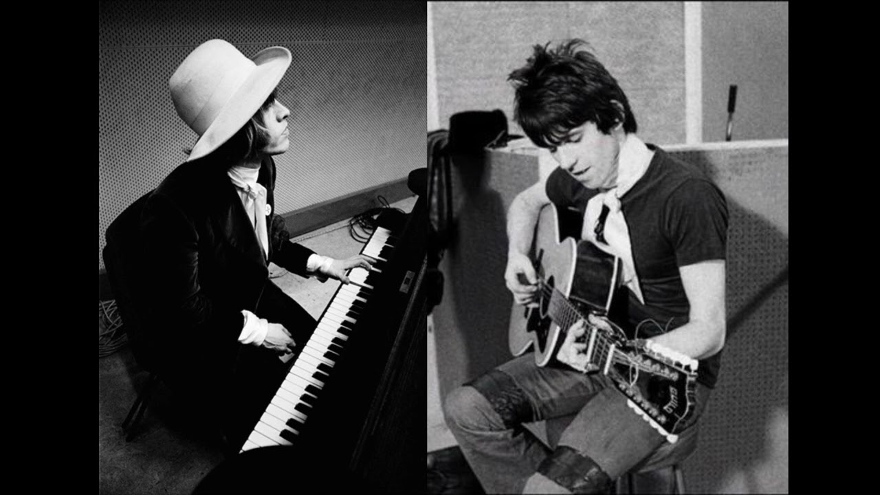 Brian Jones plays piano and Keith Richards the 12-string acoustic guitar on Ruby Tuesday
