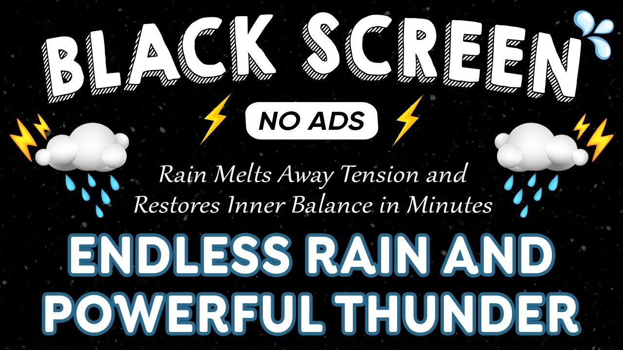 🔴 Heavy Rain and Thunder Sounds for Sleeping - Black Screen No Ads | Deep Sleep Guaranteed Try This