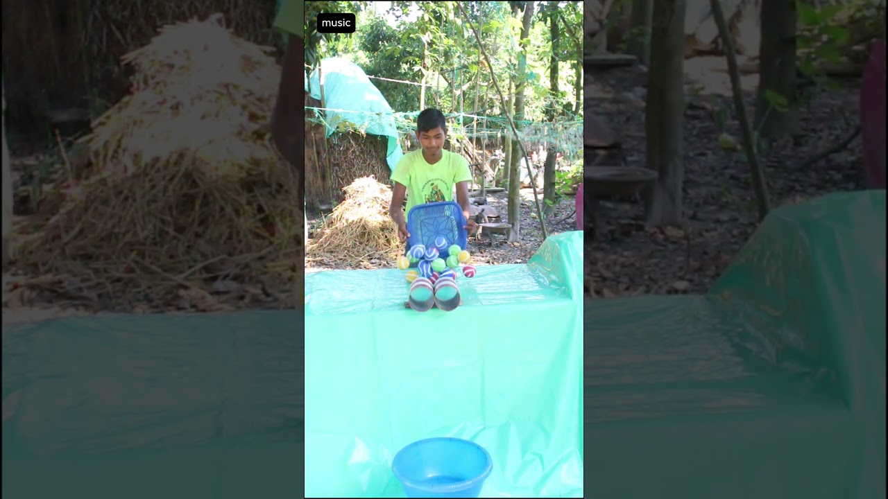 Throwing the ball into the basket challenge!  #villagegames  #fun #game #challenge #shorts