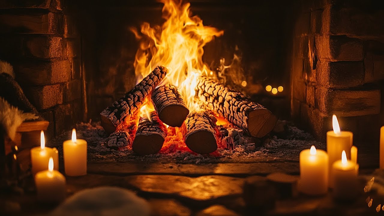 Fireplace for Meditation and Work, Study, Atmosphere in the House ASMR 🔥☕📚