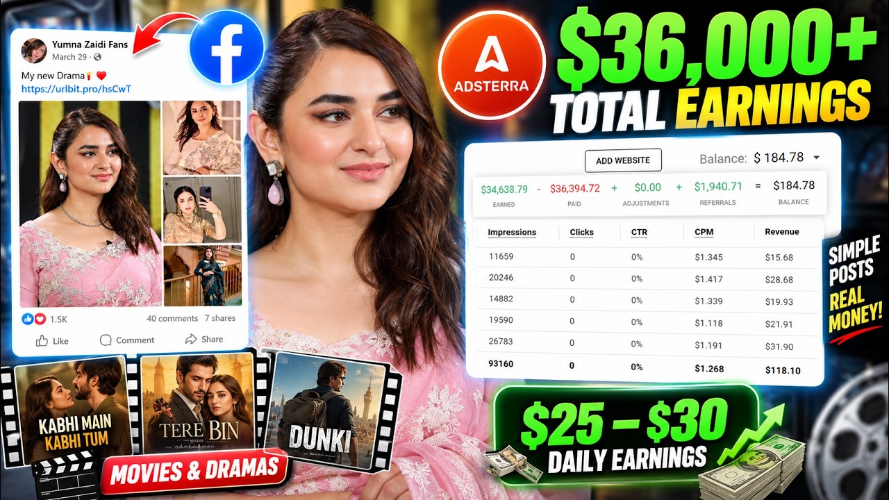 I Made $36,000 Posting Movie & Drama Clips on Facebook (Adsterra Direct Link Method 2026)
