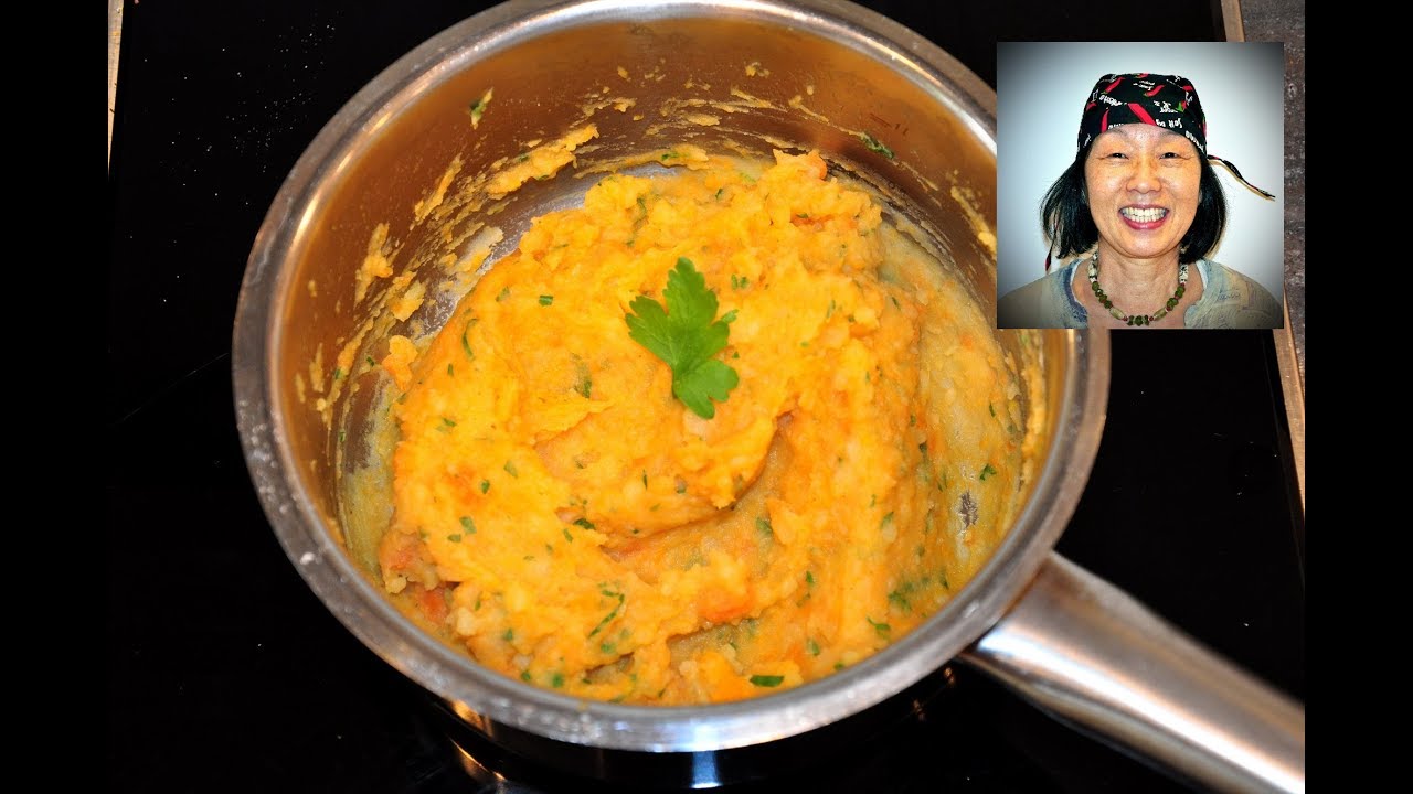 Kartoffelpüree mit Süßkartoffel und Karotten. Superlekker 감자 고구마 퓨레 유럽식